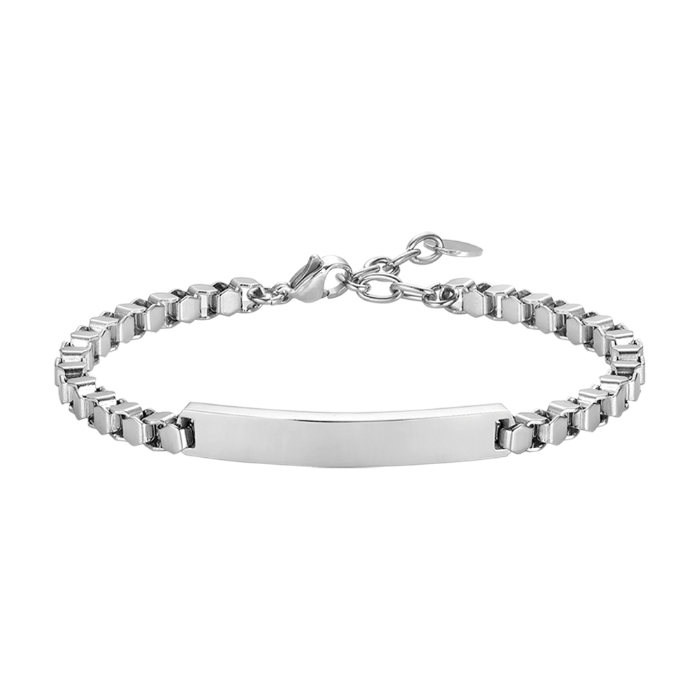 BRACELET ACIER POUR HOMME AVEC PLAQUE DE CHAÎNE Luca Barra