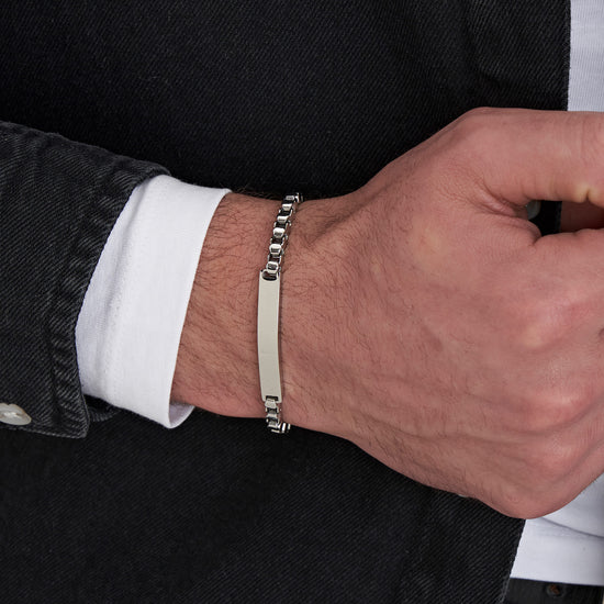 BRACELET POUR HOMME EN ACIER AVEC PLAQUE PERSONNALISABLE