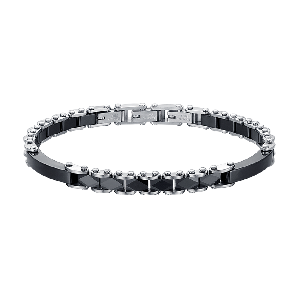 BRACELET POUR HOMME EN ACIER AVEC ÉLÉMENTS DE CERAMIQUE Luca Barra