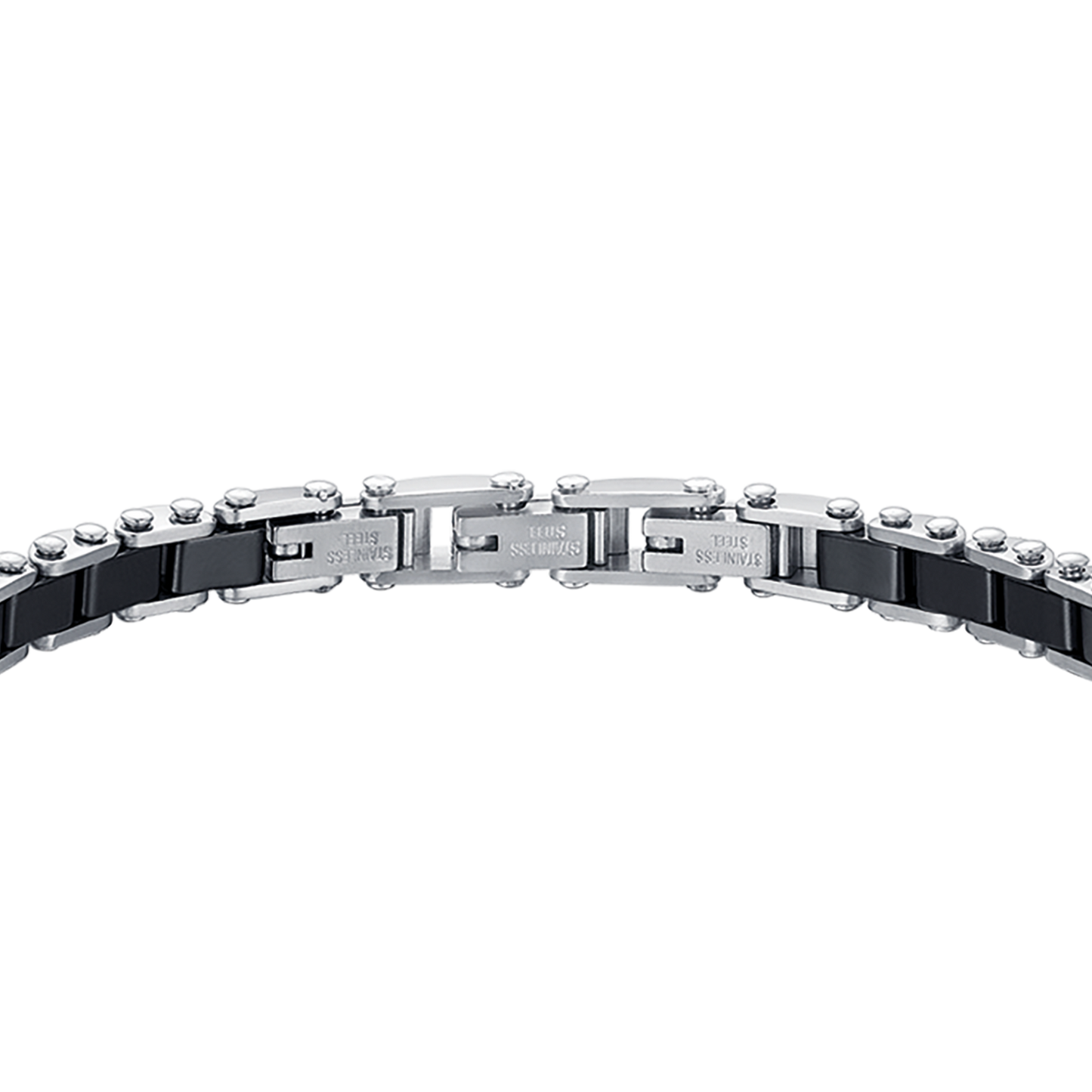 BRACELET POUR HOMME EN ACIER AVEC ÉLÉMENTS EN CÉRAMIQUE NOIRE