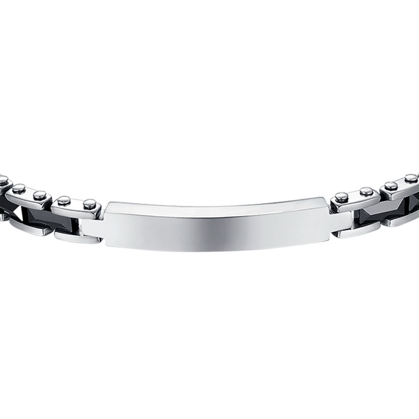 BRACELET POUR HOMME EN ACIER AVEC ÉLÉMENTS EN CÉRAMIQUE NOIRE