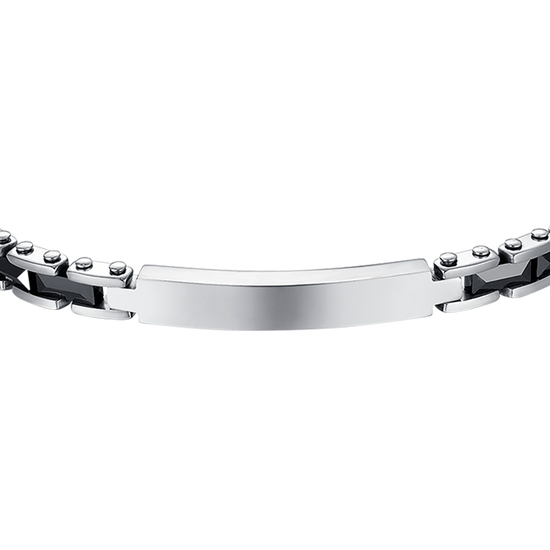 BRACELET POUR HOMME EN ACIER AVEC ÉLÉMENTS EN CÉRAMIQUE NOIRE