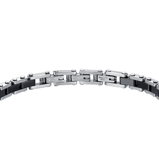BRACELET POUR HOMME EN ACIER AVEC ÉLÉMENTS EN CÉRAMIQUE NOIRE