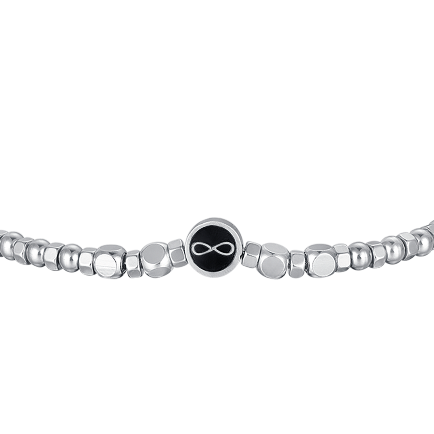 BRACELET POUR HOMME EN ACIER AVEC AGATE NOIRE ET INFINI