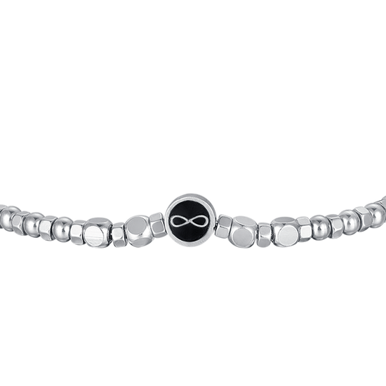 BRACELET POUR HOMME EN ACIER AVEC AGATE NOIRE ET INFINI