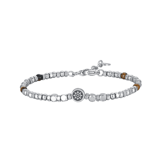 BRACELET EN ACIER POUR HOMME AVEC OEIL DE TIGRE ET THYME Luca Barra