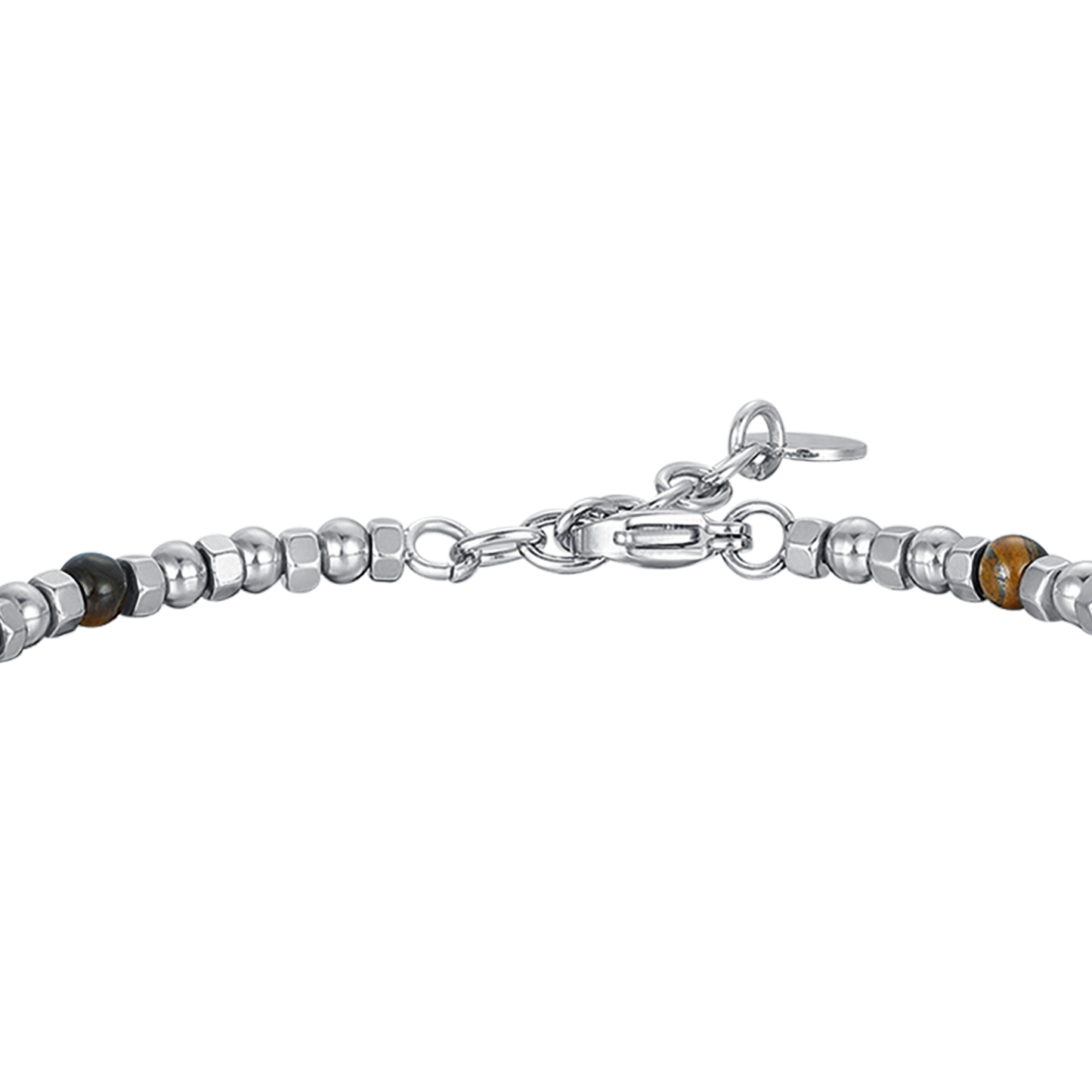 BRACELET POUR HOMME EN ACIER AVEC ŒIL DE TIGRE ET GOUVERNAIL