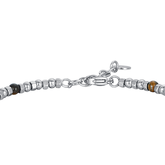 BRACELET POUR HOMME EN ACIER AVEC ŒIL DE TIGRE ET GOUVERNAIL