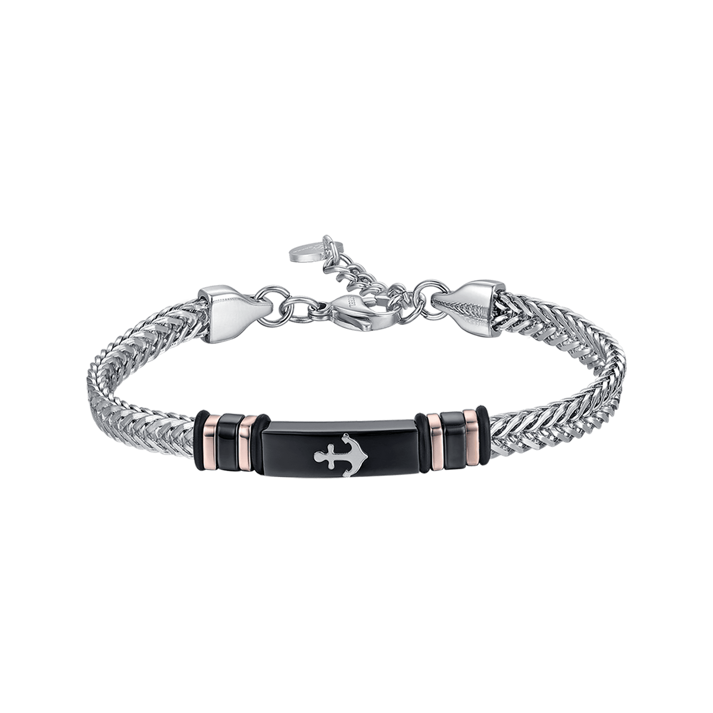 BRACELET POUR HOMMES EN ACIER INOXYDABLE NOIR IP AVEC ANCORA Luca Barra