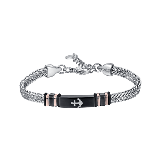 BRACELET POUR HOMMES EN ACIER INOXYDABLE NOIR IP AVEC ANCORA Luca Barra