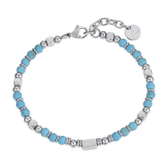 BRACELET POUR HOMME EN ACIER AVEC PIERRES TURQUOISES