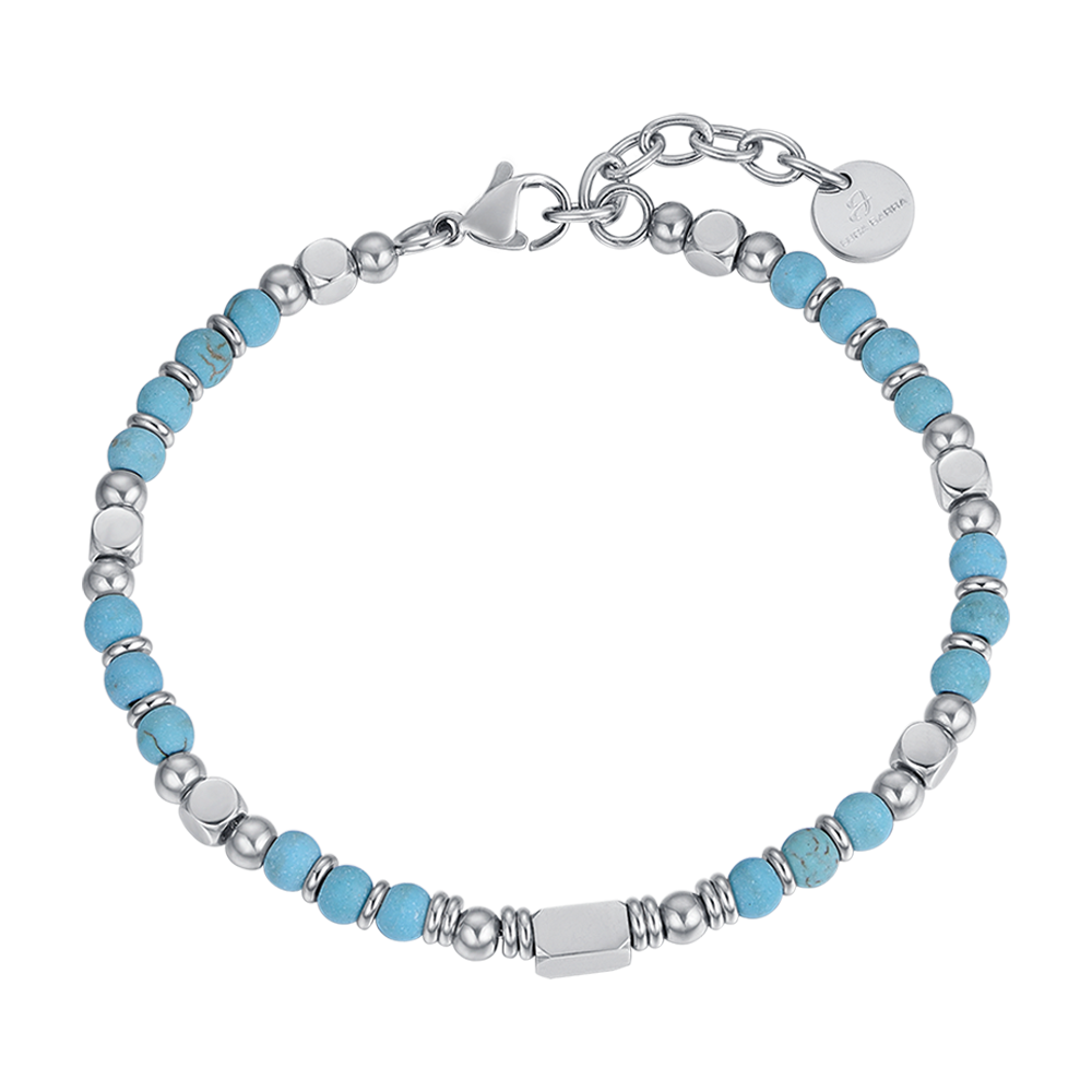 BRACELET POUR HOMME EN ACIER AVEC PIERRES TURQUOISES