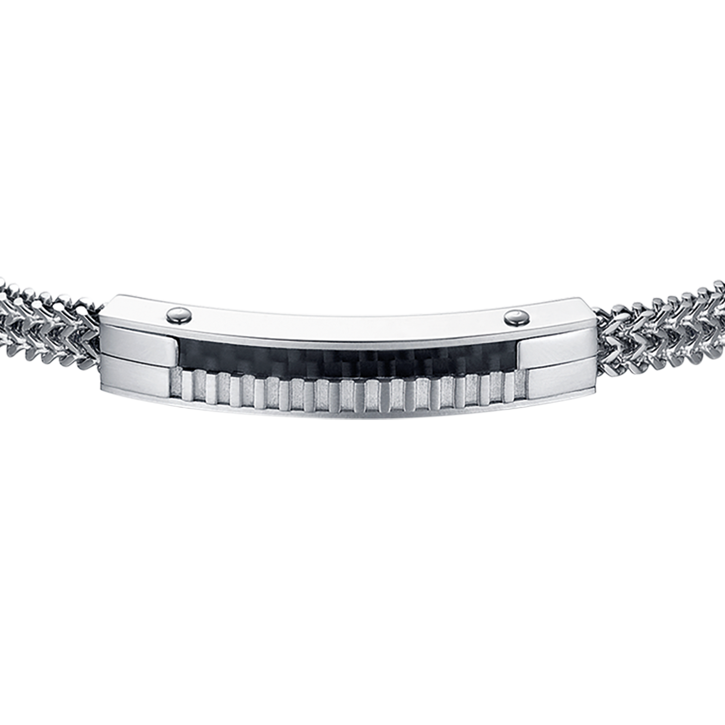 BRACELET HOMME EN ACIER AVEC PLAQUE EN FIBRE DE CARBONE