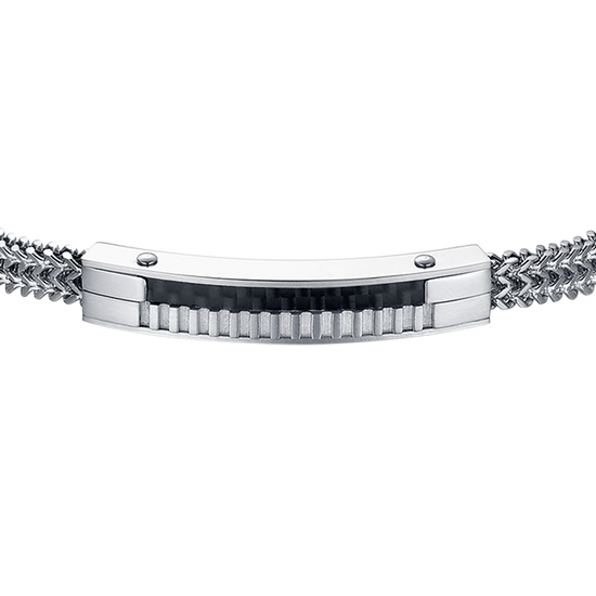 BRACELET HOMME EN ACIER AVEC PLAQUE EN FIBRE DE CARBONE