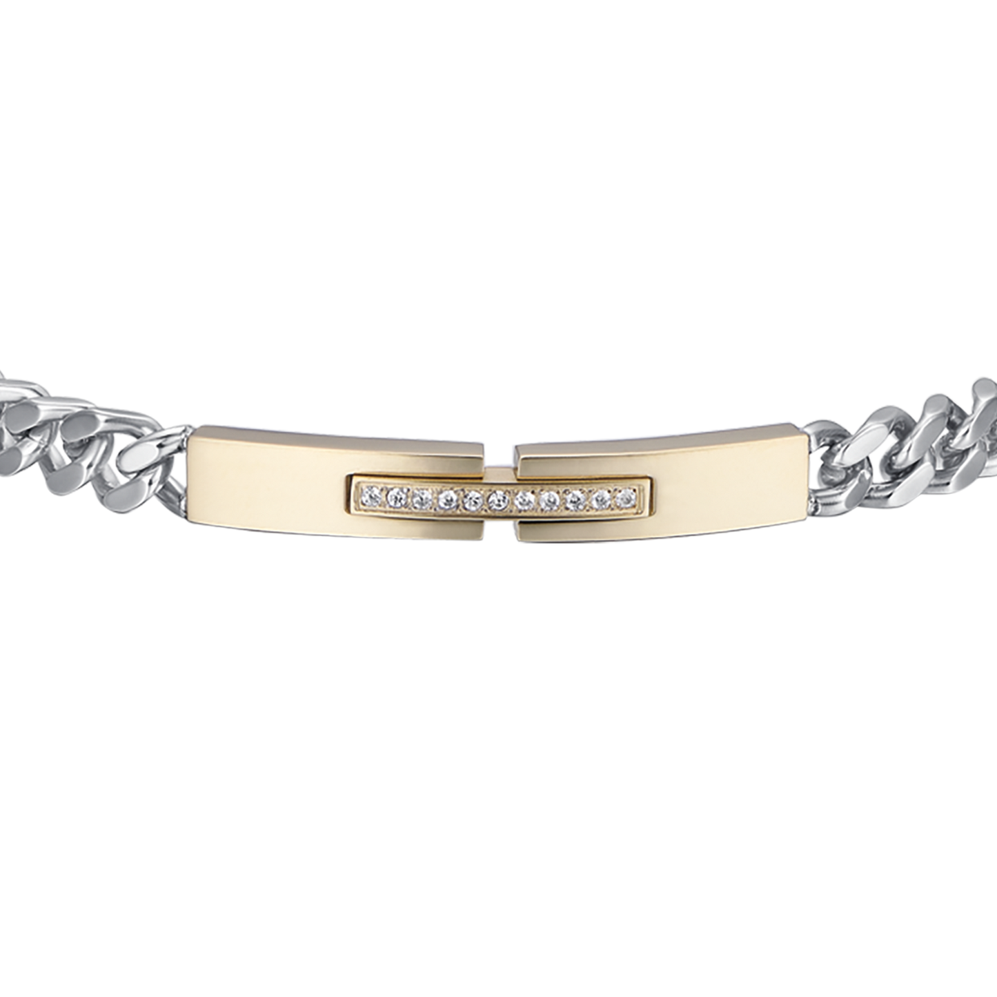 BRACELET ACIER OR IP POUR HOMME AVEC CRISTAUX BLANCS