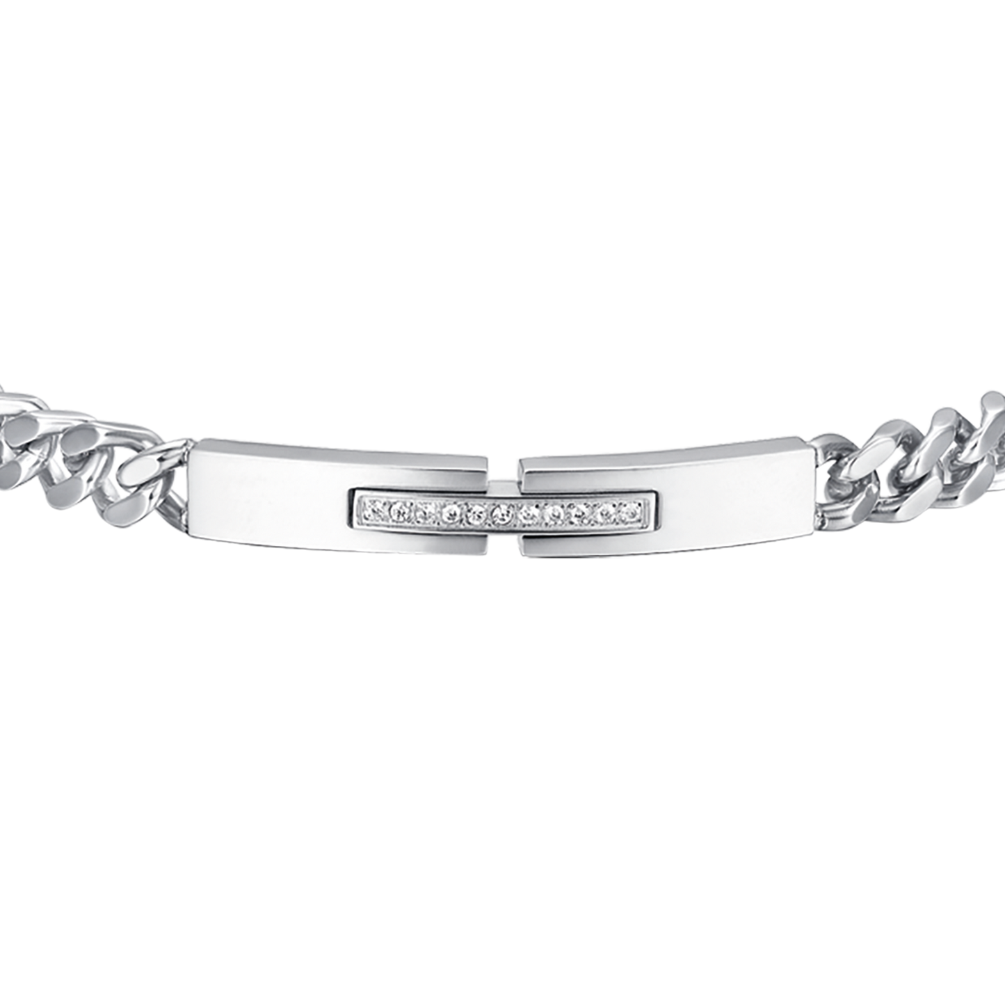 BRACELET POUR HOMME EN ACIER AVEC PLAQUE ET CRISTAUX BLANCS