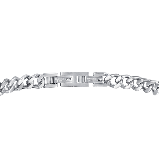 BRACELET POUR HOMME EN ACIER AVEC PLAQUE ET CRISTAUX BLANCS