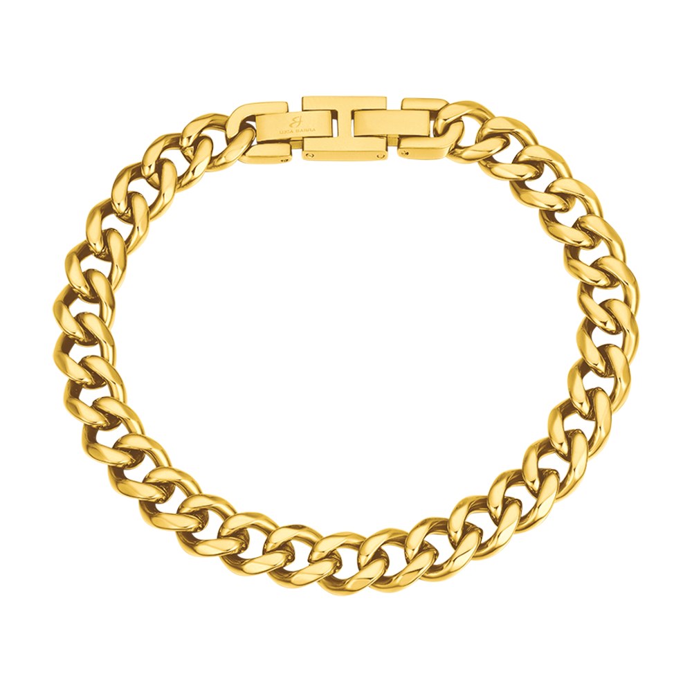 BRACELET POUR HOMME EN ACIER À MAILLONS EN ARGENT