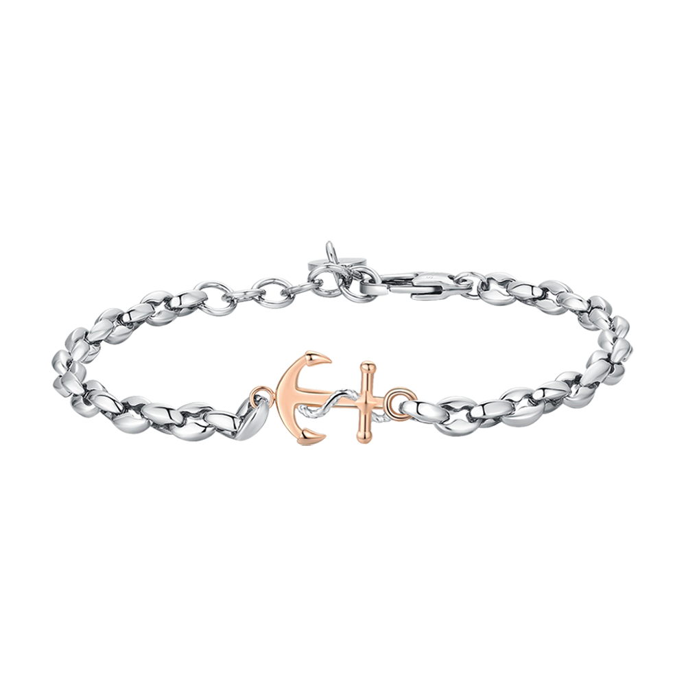 BRACELET EN ACIER POUR HOMME AVEC ANCRE IP ROSE Luca Barra