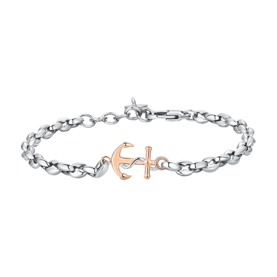 BRACELET EN ACIER POUR HOMME AVEC ANCRE IP ROSE Luca Barra