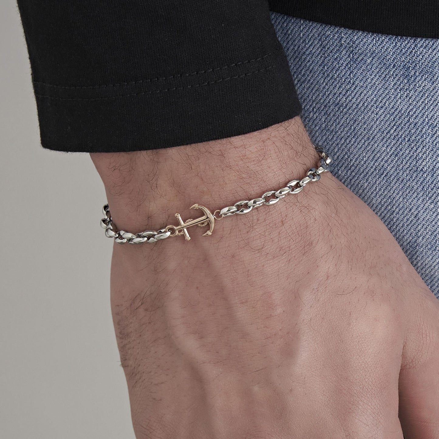 BRACELET EN ACIER POUR HOMME AVEC ANCRE IP ROSE Luca Barra