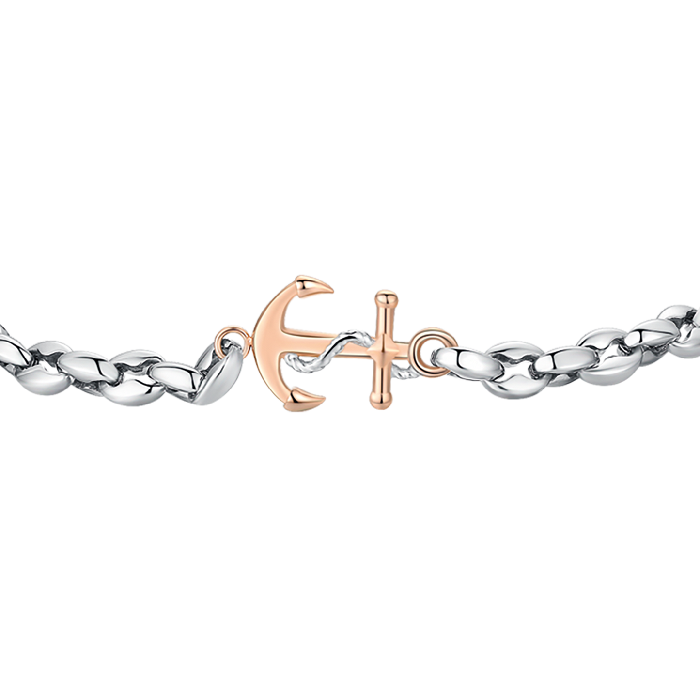 BRACELET HOMME EN ACIER AVEC ANCRE ROSE IP