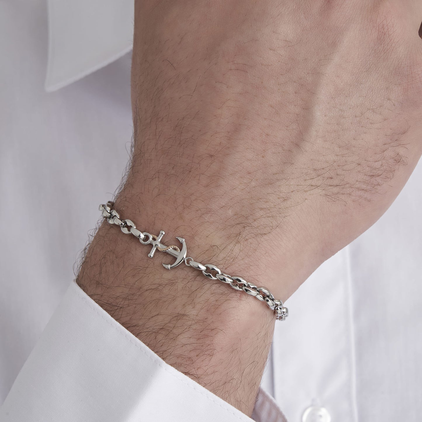 BRACELET POUR HOMME EN ACIER AVEC ANCRE