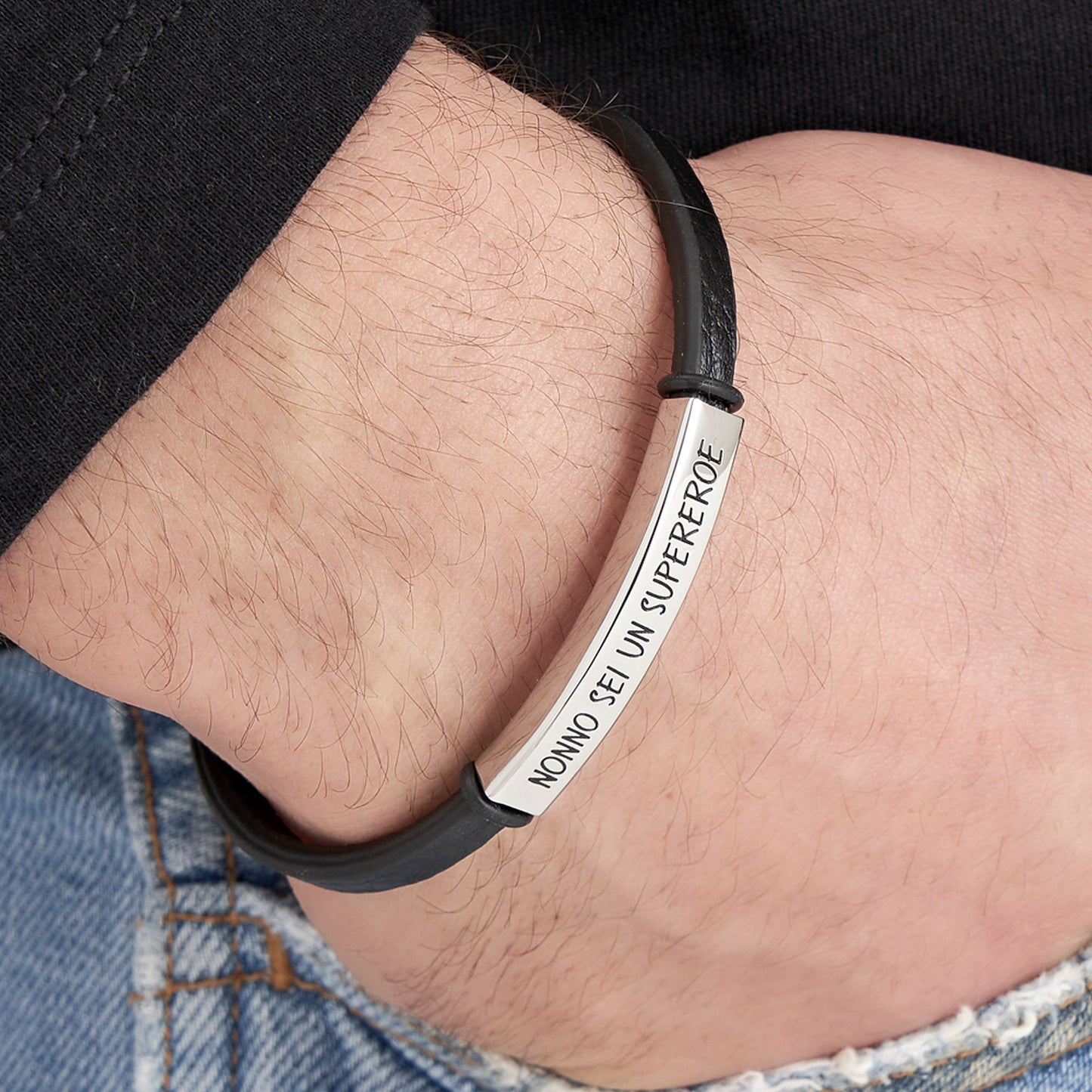 BRACELET EN ACIER POUR HOMME GRANDFATHER YOU ARE A SUPERHEROE Luca Barra