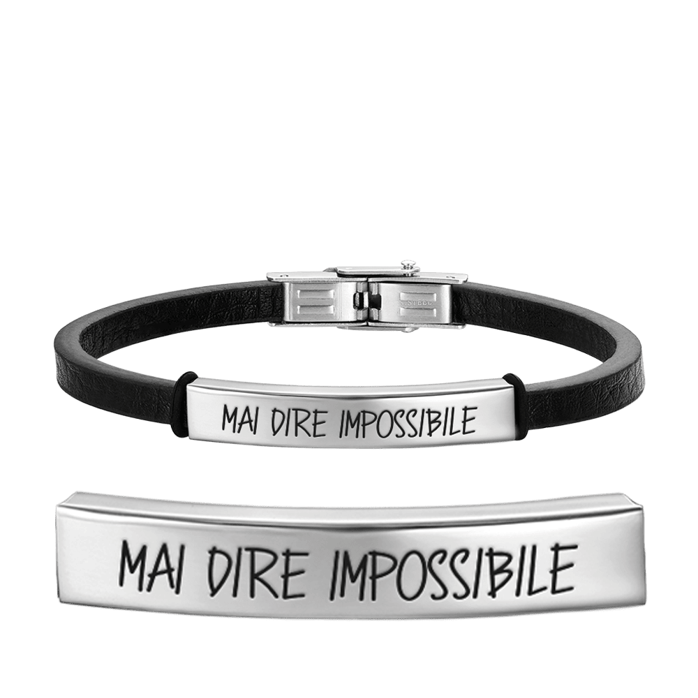 BRACELET EN ACIER POUR HOMME NE JAMAIS DIRE IMPOSSIBLE Luca Barra