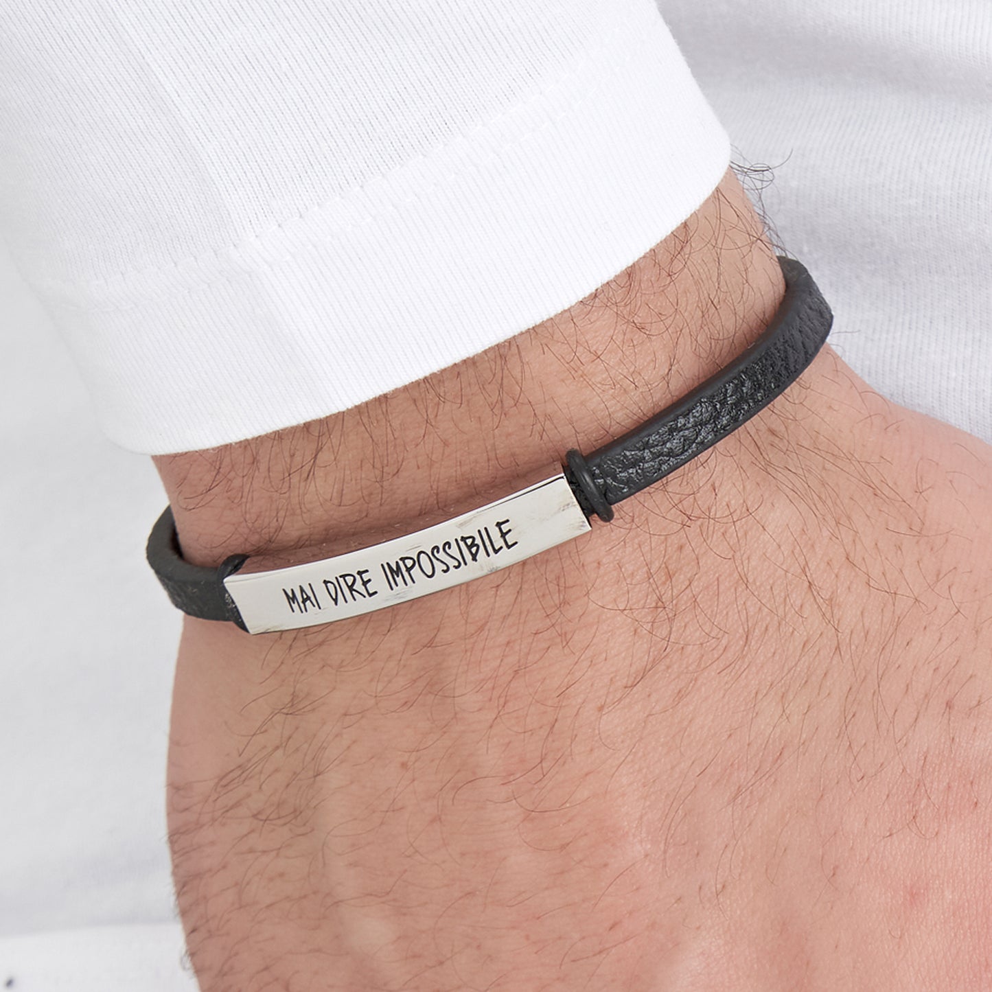 BRACELET EN ACIER POUR HOMME NE JAMAIS DIRE IMPOSSIBLE Luca Barra