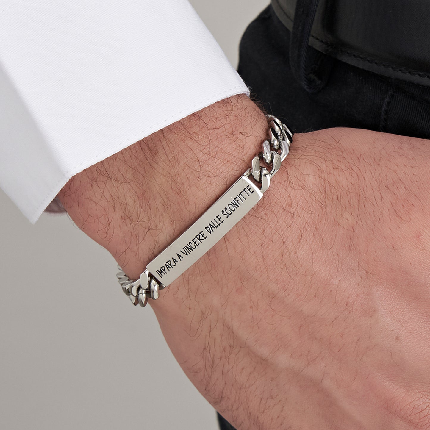 BRACELET D'ACIER POUR HOMMES APPRENDRE À GAGNER DES PERTES Luca Barra