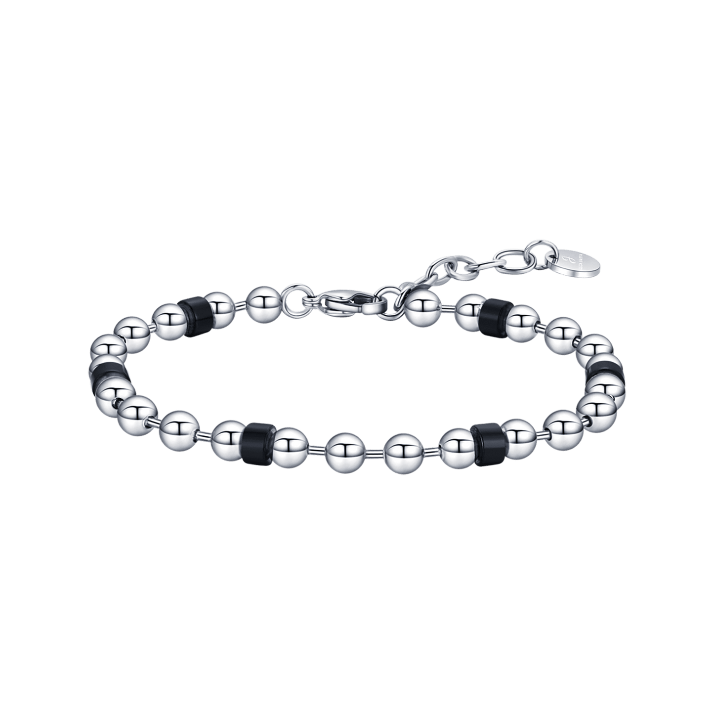 BRACELET ACIER POUR HOMME AVEC ÉLÉMENTS NOIRS Luca Barra