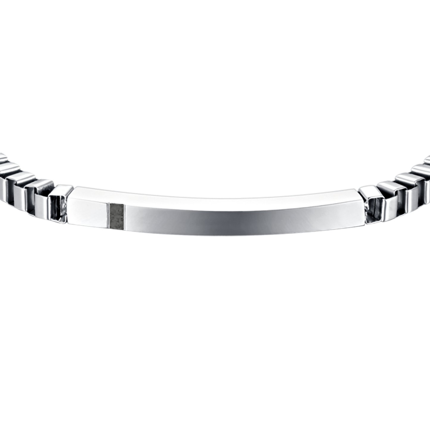 BRACELET POUR HOMME EN ACIER AVEC PLAQUE NOIRE ET CRISTAUX