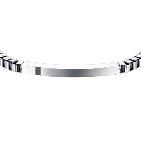 BRACELET POUR HOMME EN ACIER AVEC PLAQUE NOIRE ET CRISTAUX