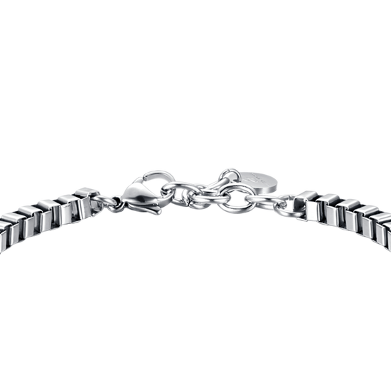 BRACELET POUR HOMME EN ACIER AVEC PLAQUE NOIRE ET CRISTAUX
