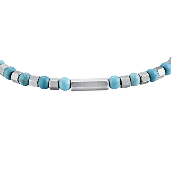 BRACELET POUR HOMME EN ACIER AVEC PIERRES TURQUOISES
