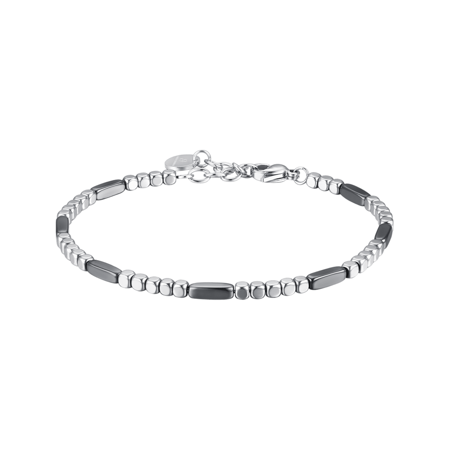 BRACELET POUR HOMME EN ACIER AVEC EMATITE D'ARGENT ET ELEMENTS GRIS Luca Barra