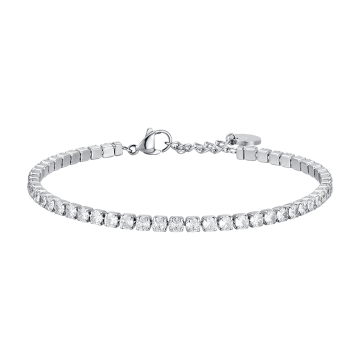 BRACELET TENNIS POUR HOMME EN ACIER AVEC CRISTAUX BLANCS