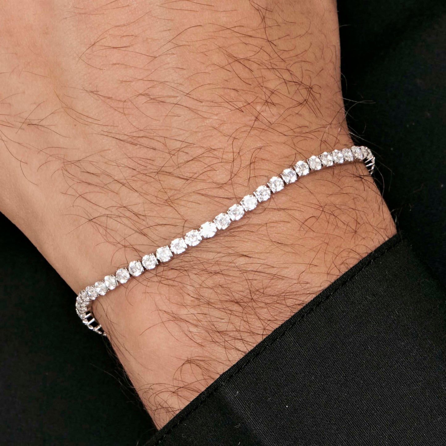 BRACELET TENNIS HOMME EN ACIER AVEC CRISTAUX BLANCS Luca Barra