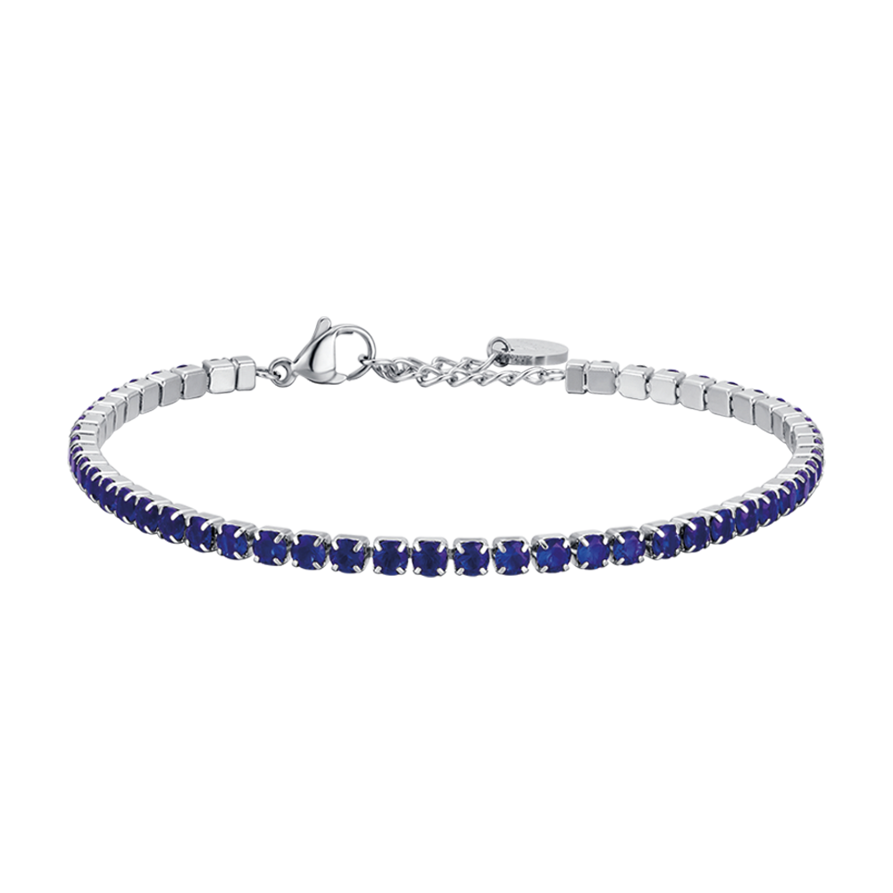 BRACELET TENNIS HOMME EN ACIER AVEC CRISTAUX BLEUS Luca Barra