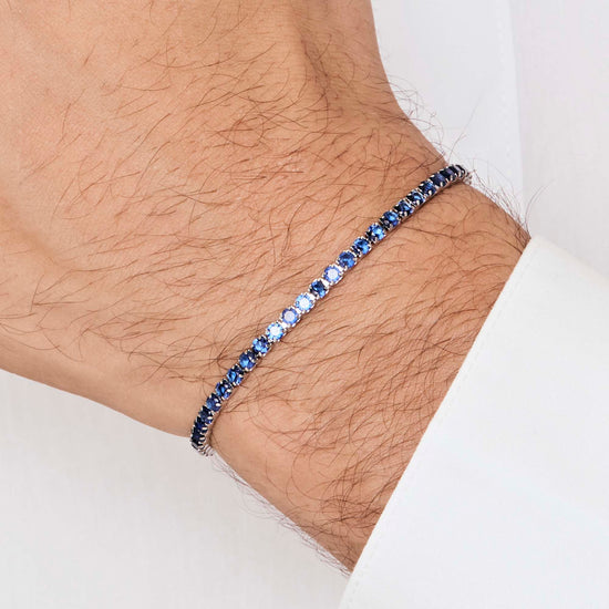 BRACELET TENNIS HOMME EN ACIER AVEC CRISTAUX BLEUS Luca Barra