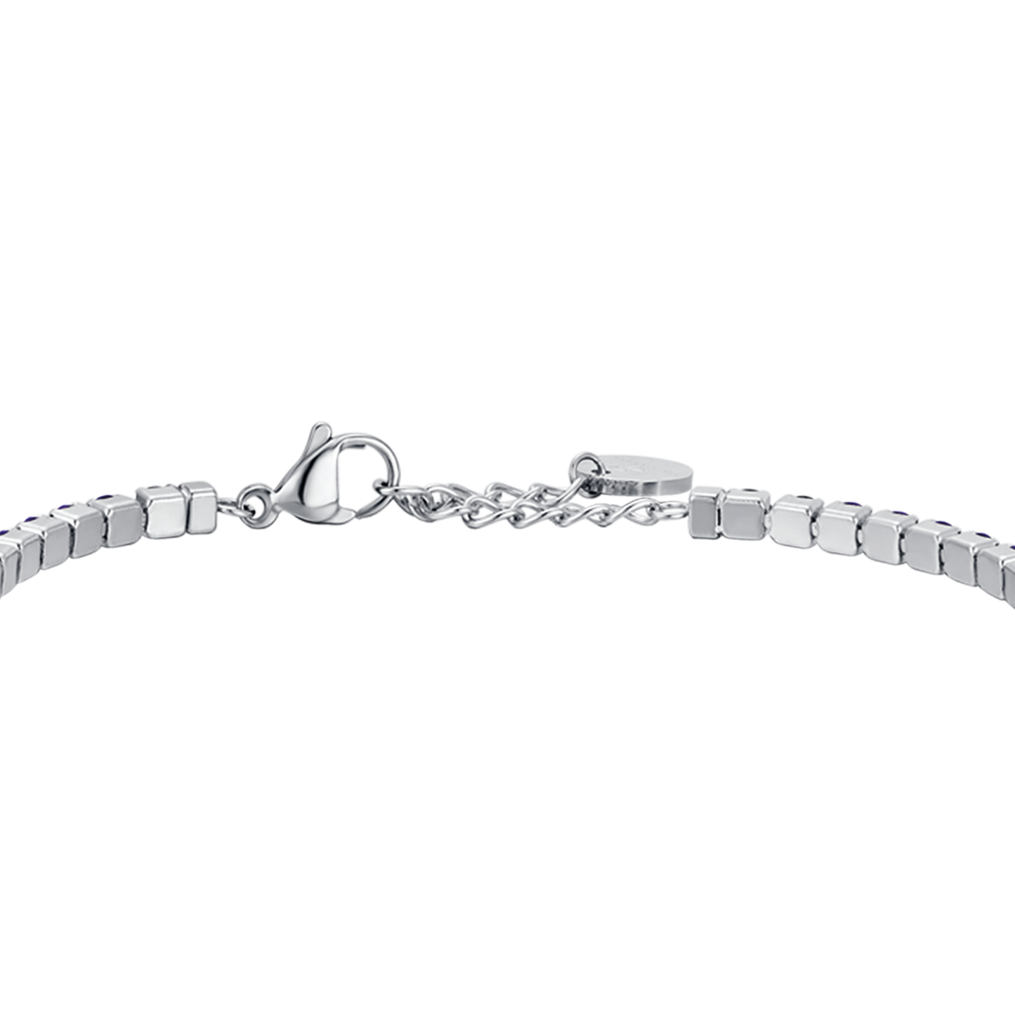 BRACELET TENNIS EN ACIER POUR HOMME AVEC CRISTAUX BLEUS