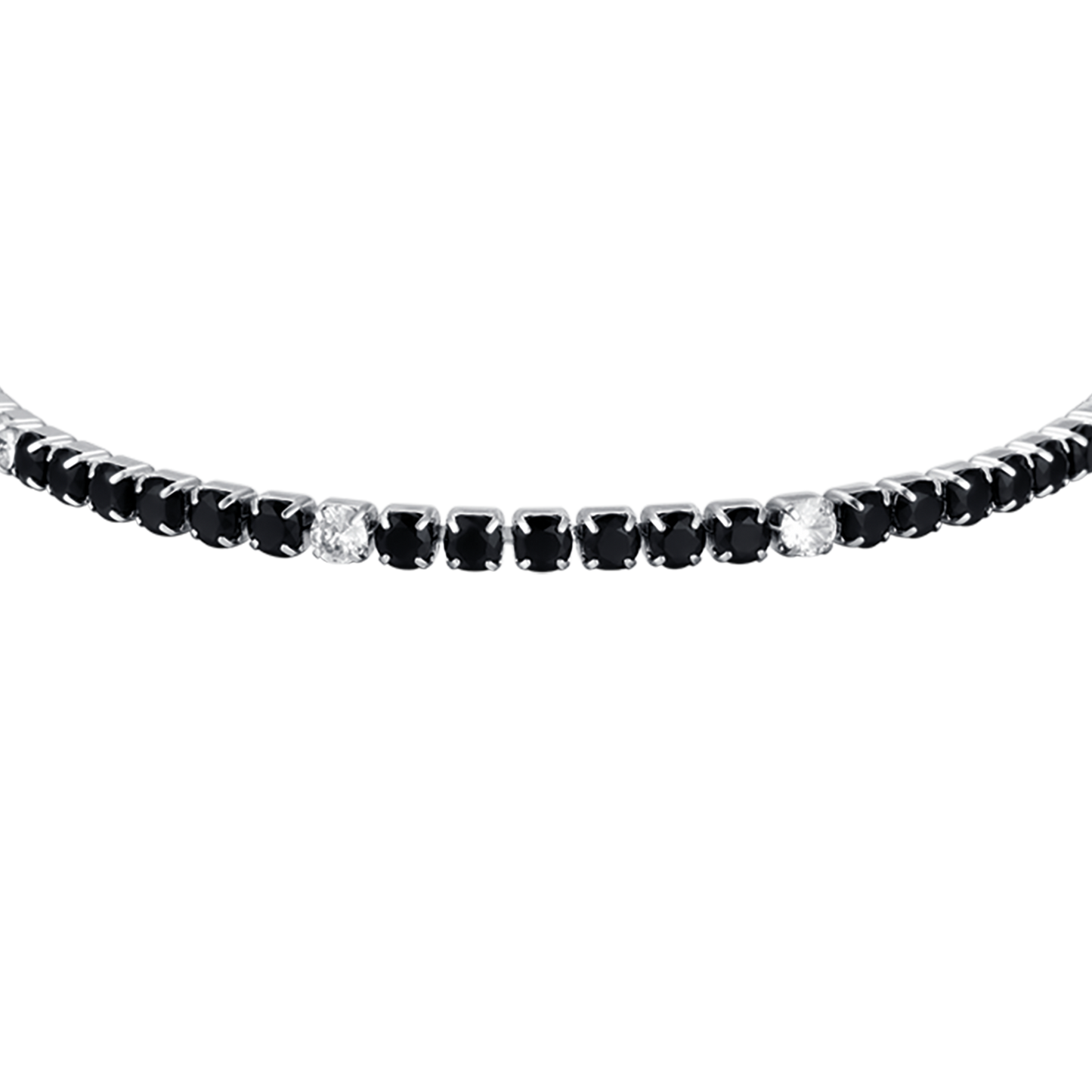 BRACELET TENNIS EN ACIER POUR HOMME AVEC CRISTAUX NOIRS ET BLANCS