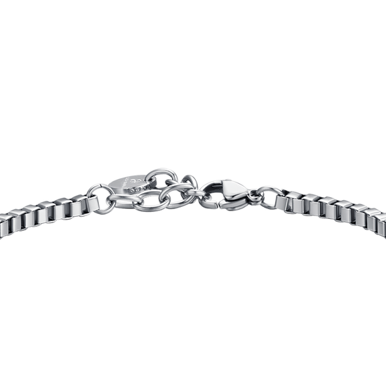 BRACELET POUR HOMME EN ACIER AVEC PLAQUE NOIRE ET CRISTAUX