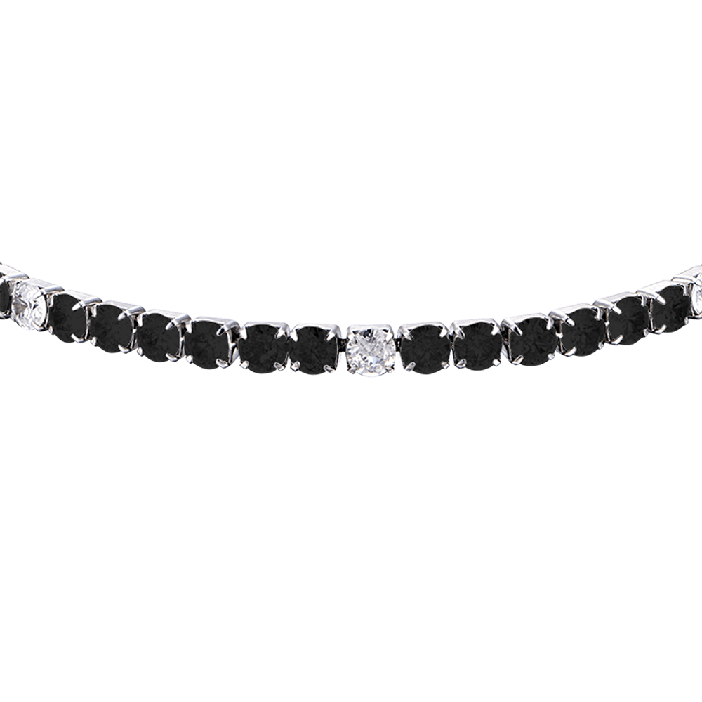 BRACELET TENNIS EN ACIER POUR HOMME AVEC CRISTAUX NOIRS ET BLANCS
