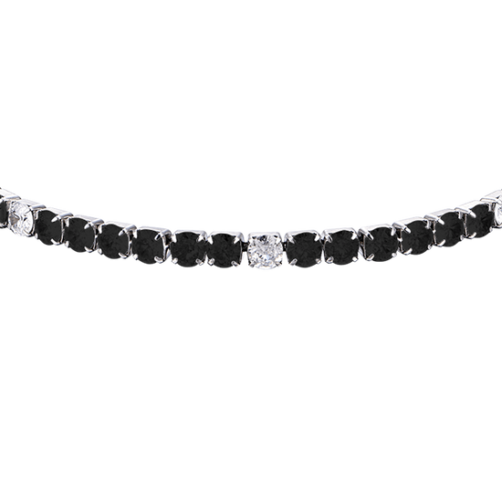 BRACELET TENNIS EN ACIER POUR HOMME AVEC CRISTAUX NOIRS ET BLANCS
