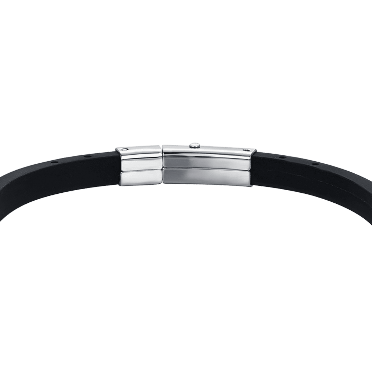 BRACELET SILICONE NOIR POUR HOMME AVEC ÉLÉMENTS EN ACIER NOIR ET OR IP AVEC ANCRE
