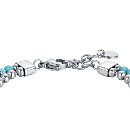 BRACELET HOMME EN ACIER AVEC PIERRES TURQUOISES ET ÉLÉMENTS EN ACIER