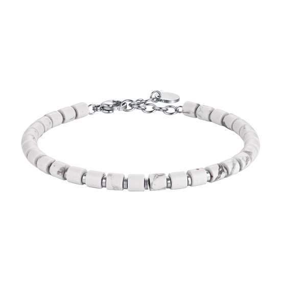 BRACELET D'ACIER POUR HOMME AVEC PIERRES BLANCHES Luca Barra