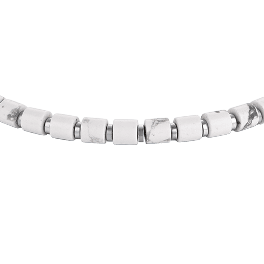 BRACELET D'ACIER POUR HOMME AVEC PIERRES BLANCHES Luca Barra